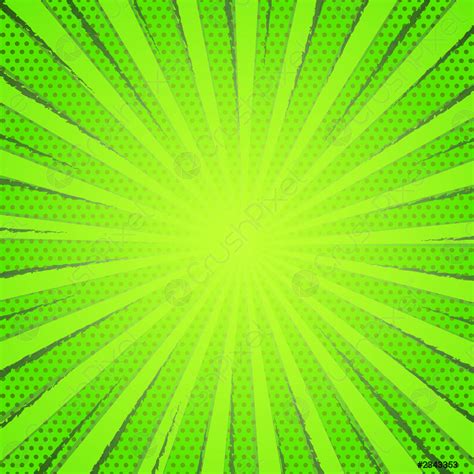 Retro Comic Green Rays Background Raster Gradient Halftone Stock