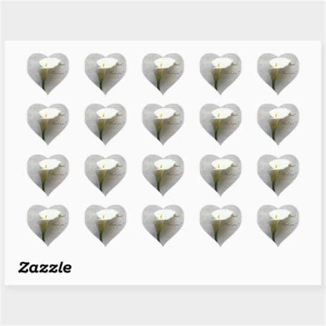 Calla Lily On Old Handwriting Thank You Heart Sticker Zazzle