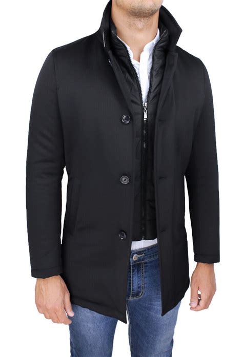 Giubbotto giaccone uomo elegante nero invernale giacca piumino con ...