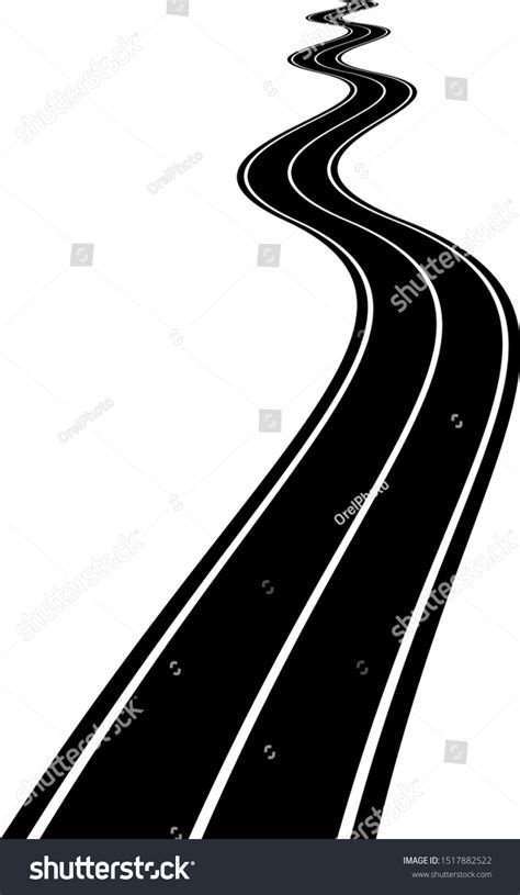Vector Illustration Winding Curved Asphalt Road Stock Vector Royalty