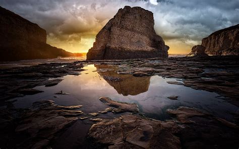 Photography Nature Landscape Far View Aerial View Sunset Rocks Water