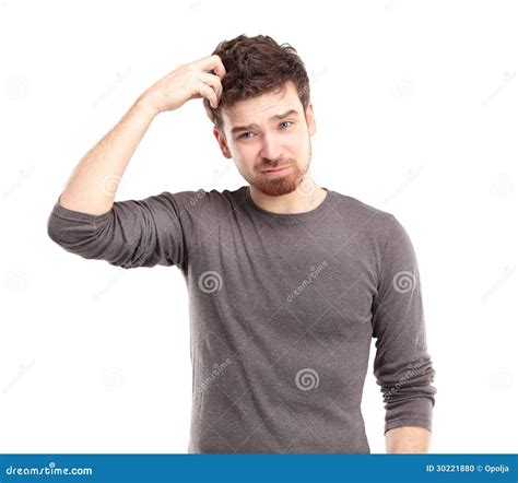 Young Man Looking Perplexed Stock Photo Image Of Masculine Model