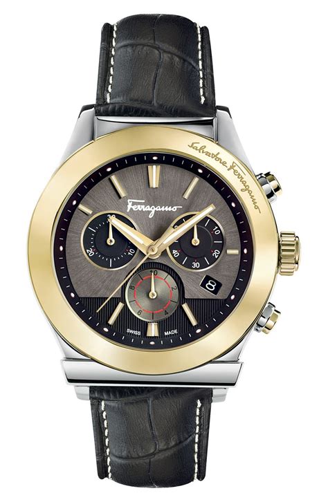 Salvatore Ferragamo Chronograph Leather Strap Watch 42mm Nordstrom