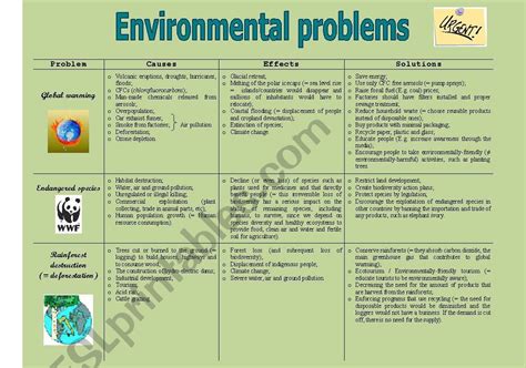 Environmental Problems Causes Effects Solutions 12 Esl