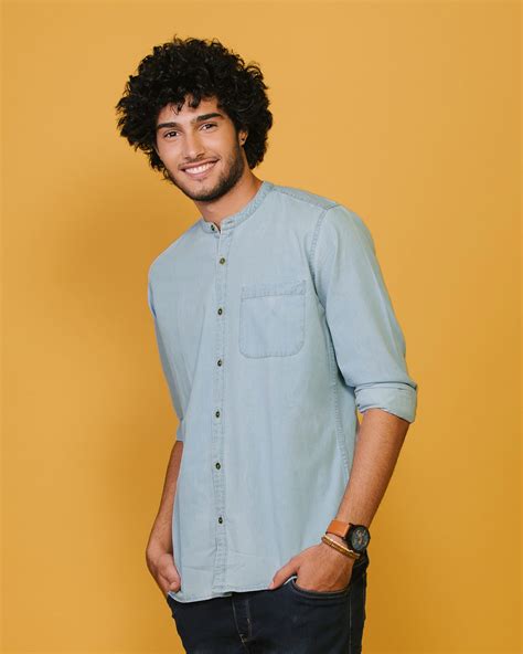 Buy Ice Blue Denim Shirt For Men Online At Bewakoof