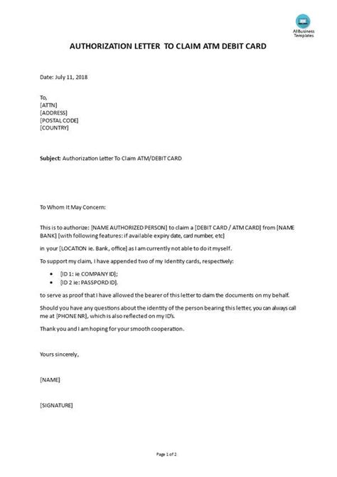 Authorization Letter Sample For Credit Card