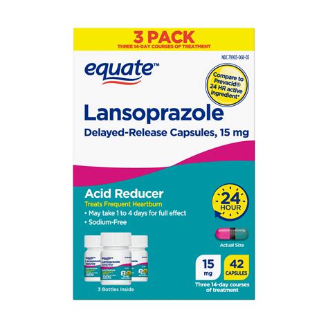 Equate Lansoprazole Delayed Release Capsules 15 Mg 42 Ct