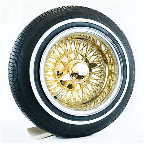 Gold Center 13x7 Reverse 72 Spoke With White Wall Tires 15580r13