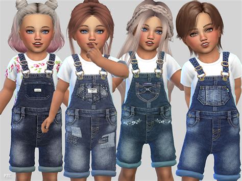 Sims 4 Ccs The Best Denim Short Overallstoddlers By Pinkzombiecupcake