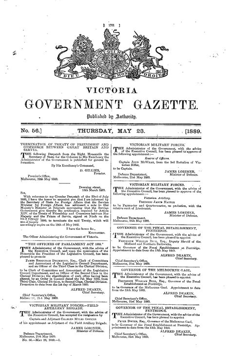 Victoria Government Gazette Online Archive 1889 P1701