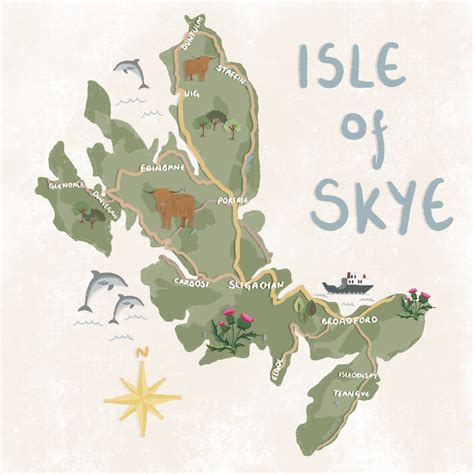 Isle Of Skye Illustrated Map Print Scotland Scottish Etsy
