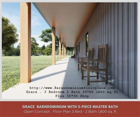 Front Porch Grace Barndominium 3D Rendering 1 800 Sq Ft Floor Plan In