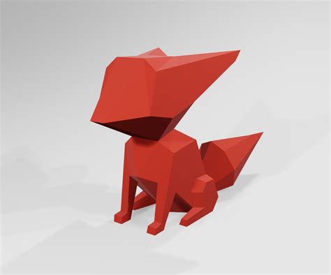 Fox Papercraft Template 3d Art Animal Sculpture Pdf Paper Etsy