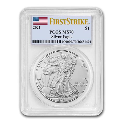 2021 1 American Silver Eagle Type 1 Ms70 Pcgs First Strike Flag