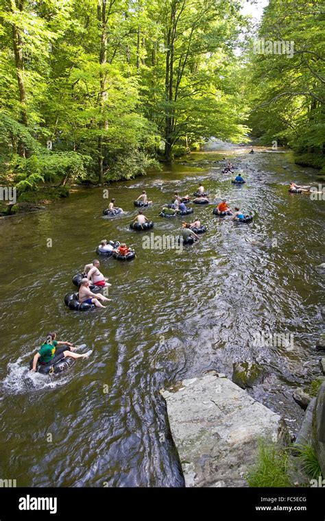 Tubing On Deep Creek In The Great Smoky Mountains National Park Near