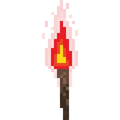 Pixel Art Fire Torch Icon 28652145 Png