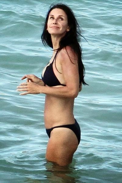 Courteney Cox Beach Bikini Fun At St Barts