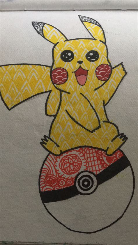 Pikachu Zentangle Pikachu Zentangle Doodle Art