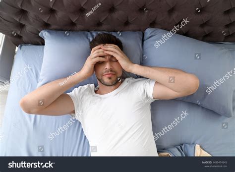 Sleepy Man Lying On Pillow View Stock Photo 1485474545 Shutterstock