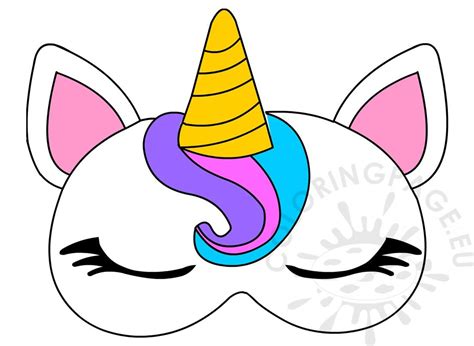 • large eye holes for wearing comfort. Unicorn horn sleep eye mask printable - Coloring Page