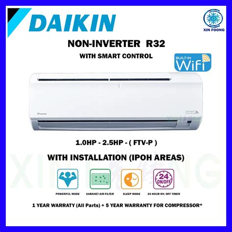 DAIKIN Non Inverter R32 1 0hp 2 5hp FTV P With Smart Control Aircond