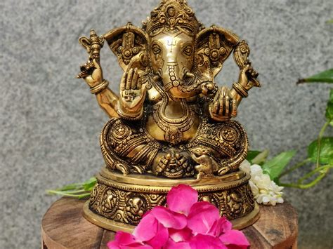 11 Inch Brass Ganesh Statue Ganesh Idol Ganapathy Idol With Etsy Canada