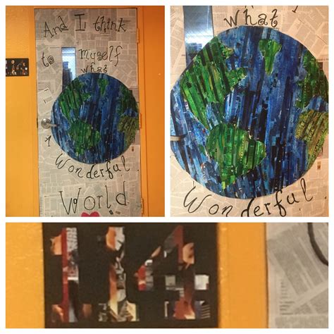 Earth Day Recycling Classroom Door Newspaper Art Made For April