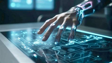 Artificial Intelligence Robotic Hand Touching Futuristic Big Data Ai