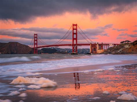 golden gate bridge sunset reflections baker beach san fra… flickr