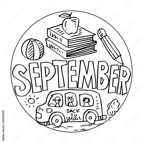 September Coloring Pages For Kids Stock Illustration Adobe Stock