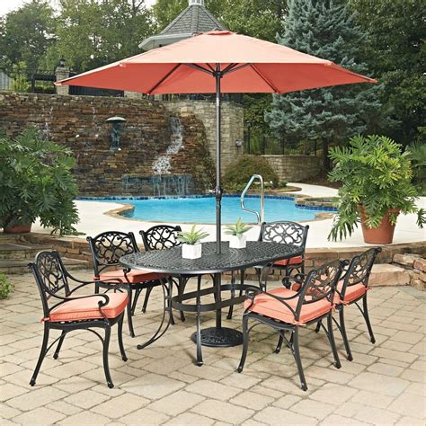 The marietta cast aluminum dining set includes one table and six chairs so you can host gatherings in comfort. Home Styles Biscayne Black 9-Piece Cast Aluminum Outdoor ...