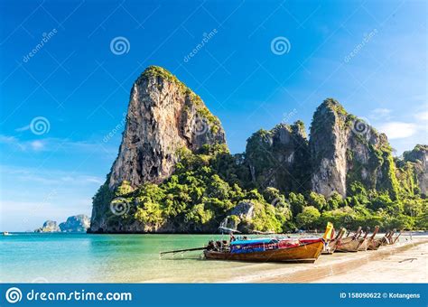 Long Tail Boat Tropical Beach Krabi Thailand Stock Photo Image Of