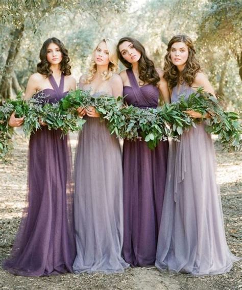 Picture Of Luxurious Shades Of Purple Bridesmaids Dresses 14