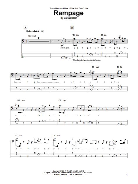 Rampage By Marcus Miller Bass Tab Guitar Instructor