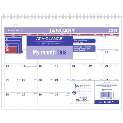 2018 At A Glance Monthly Deskwall Calendar 12 Months January Start