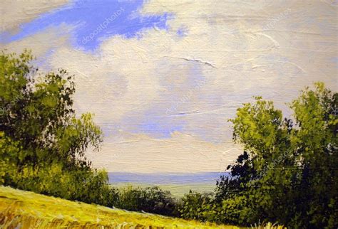 Rural Oil Paintings Landscape Canvas Fine Art — Stock Photo © Yarikkk