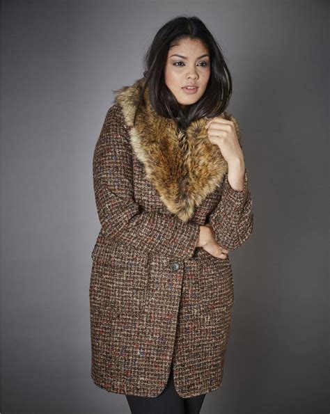 Simply Be Tweed Fur Coat Simplybe Us Site Coat Plus Size Fall