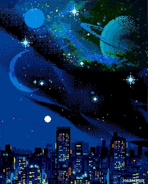 Pixel Art Night Sky Skyblogjulc