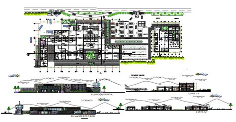 Airport Plan And Elevation With Design For Dwg File Cadbull