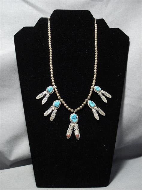 Rare Vintage Native American Jewelry Navajo Turquoise Coral Sterling S