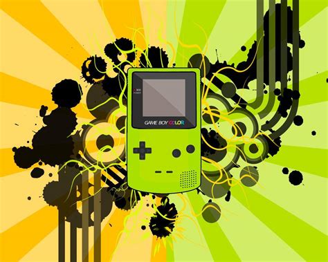 Download Green Game Boy Color On Abstract Art Wallpaper