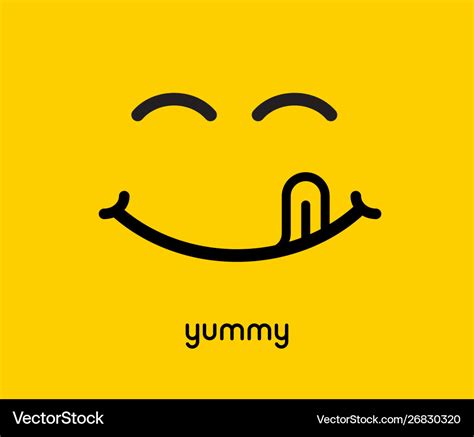 Yummy Face Smile Delicious Icon Logo Yummy Tongue Vector Image