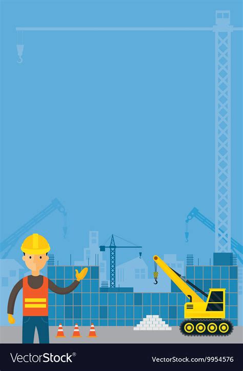 Worker And Construction Background Frame Vector Image
