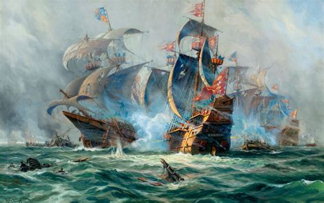 Art Ships Sailing Battle Ocean Painting Ship Wallpaper 4152x2604 126118 Wallpaperup