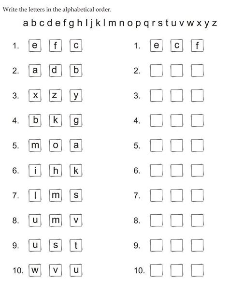 Learning how to write the alphabet is the first step to writing words. Free Printable Alphabetical order Worksheets Write the Letters In the Alpha… in 2020 | Abc order ...