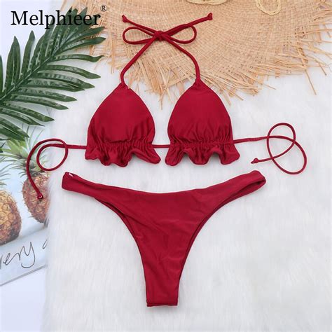 sexy brazilian bikini set push up bathing suit women swimwear red thong bikinis biquini 2019