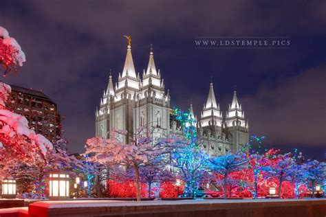 Salt Lake Temple December Night Lds Temple Pictures