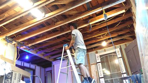 This article covers everything you need to know. Leveling a sagging ceiling - YouTube