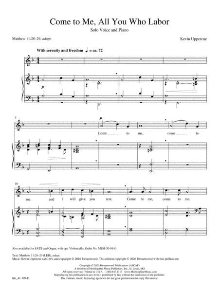 Come To Me All You Who Labor By Kevin Uppercue Digital Sheet Music