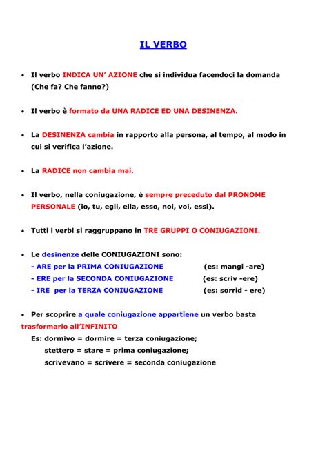 Verbos conjugados en todos tiempos verbales: IL VERBO
